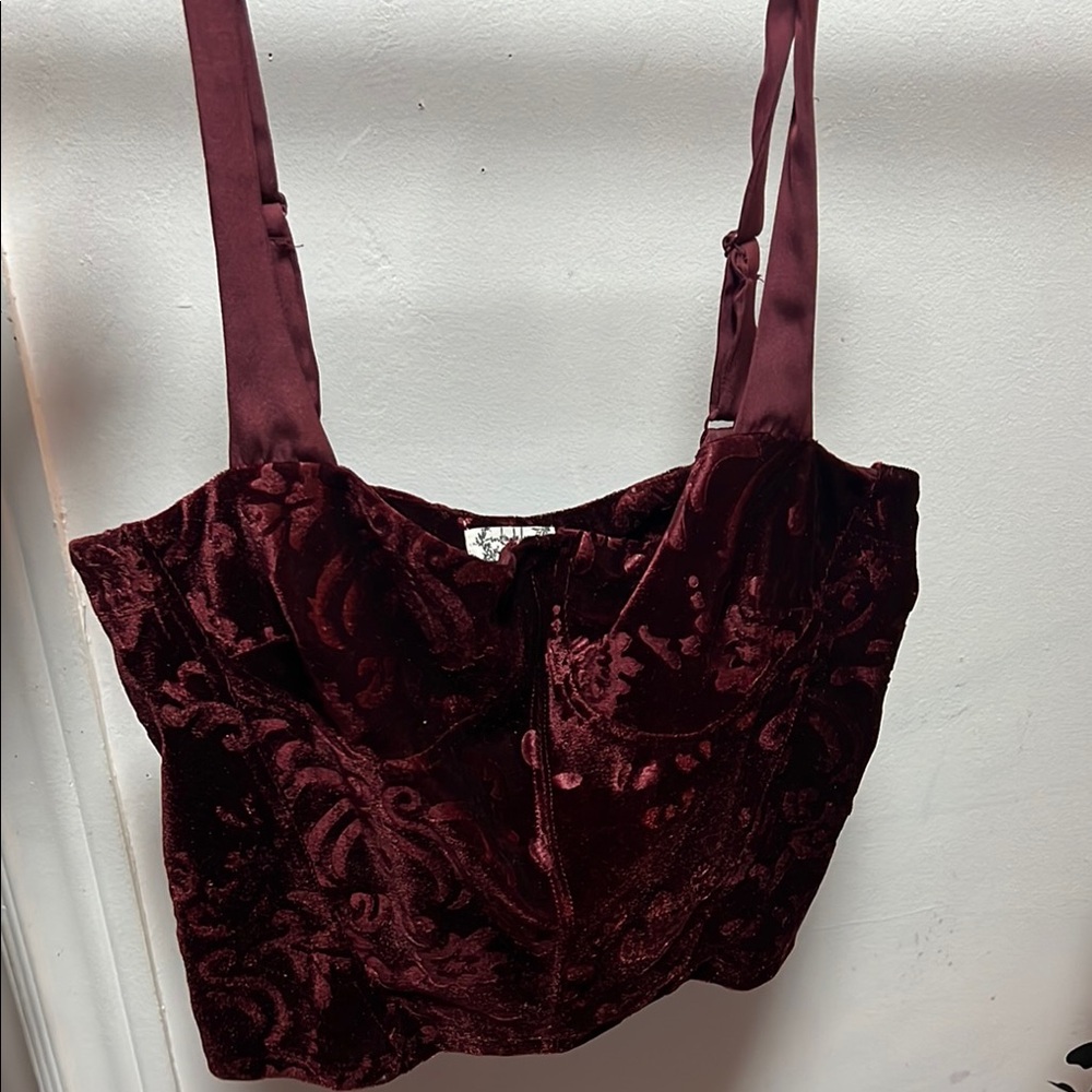 Free People Burgundy Velvet Camisole